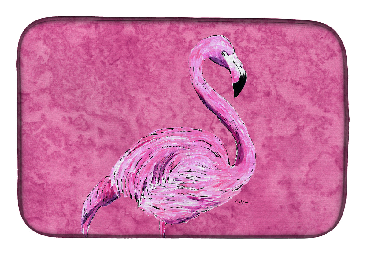 Flamingo on Pink Dish Drying Mat 8875DDM  the-store.com.