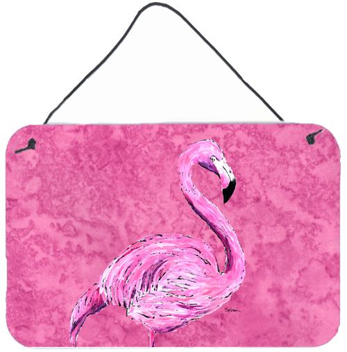 Flamingo on Pink Aluminium Metal Wall or Door Hanging Prints by Caroline&#39;s Treasures
