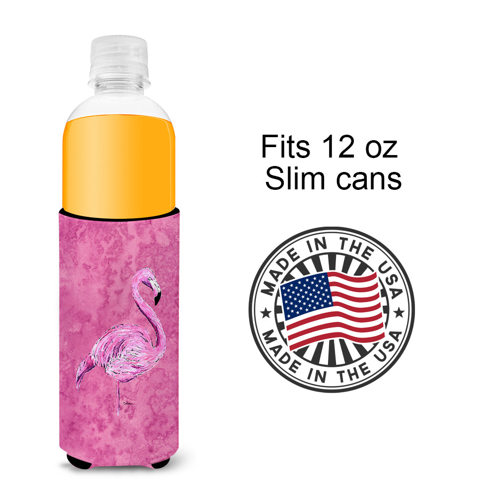 Flamingo on Pink Ultra Beverage Insulators for slim cans 8875MUK.