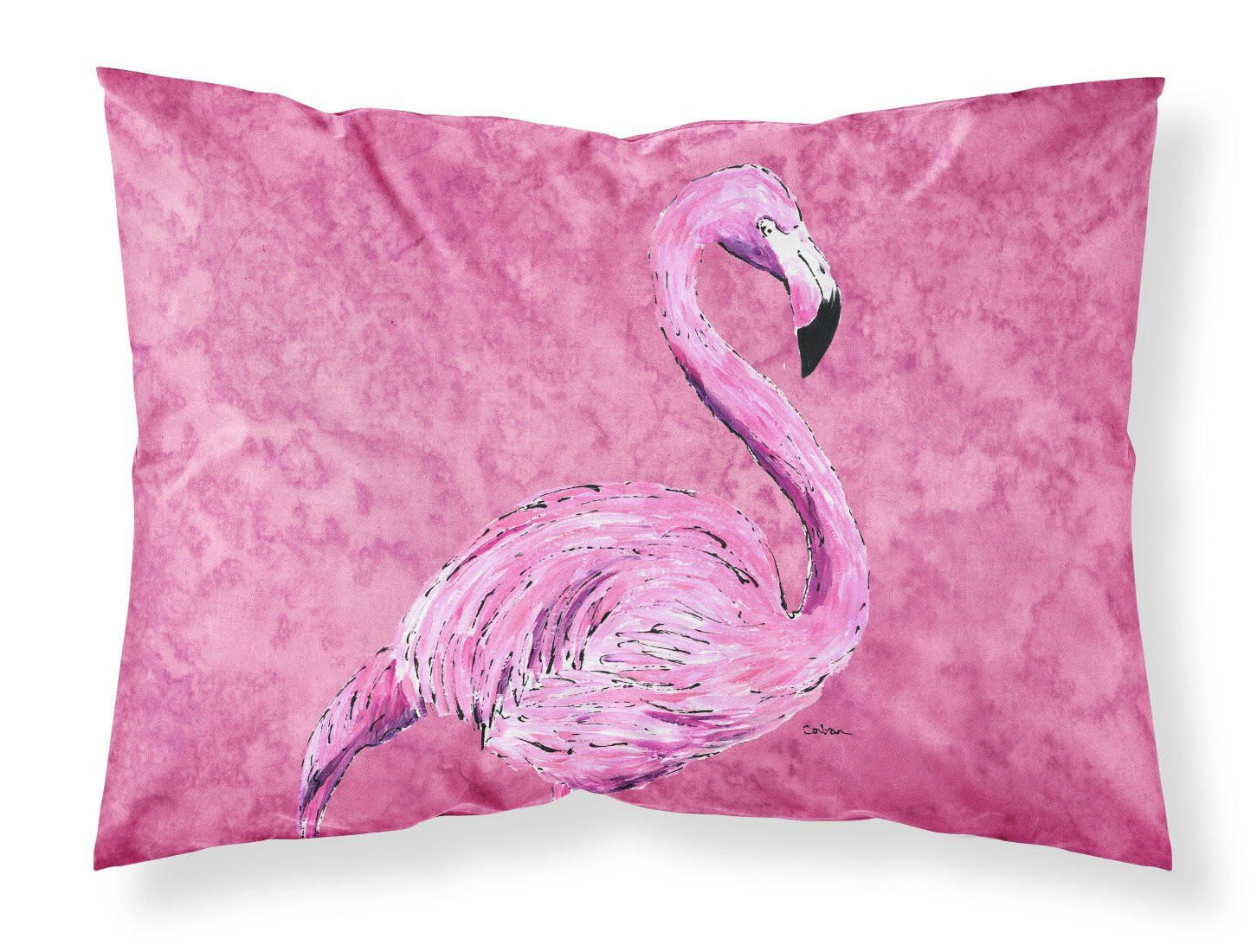 Flamingo on Pink Moisture wicking Fabric standard pillowcase by Caroline's Treasures