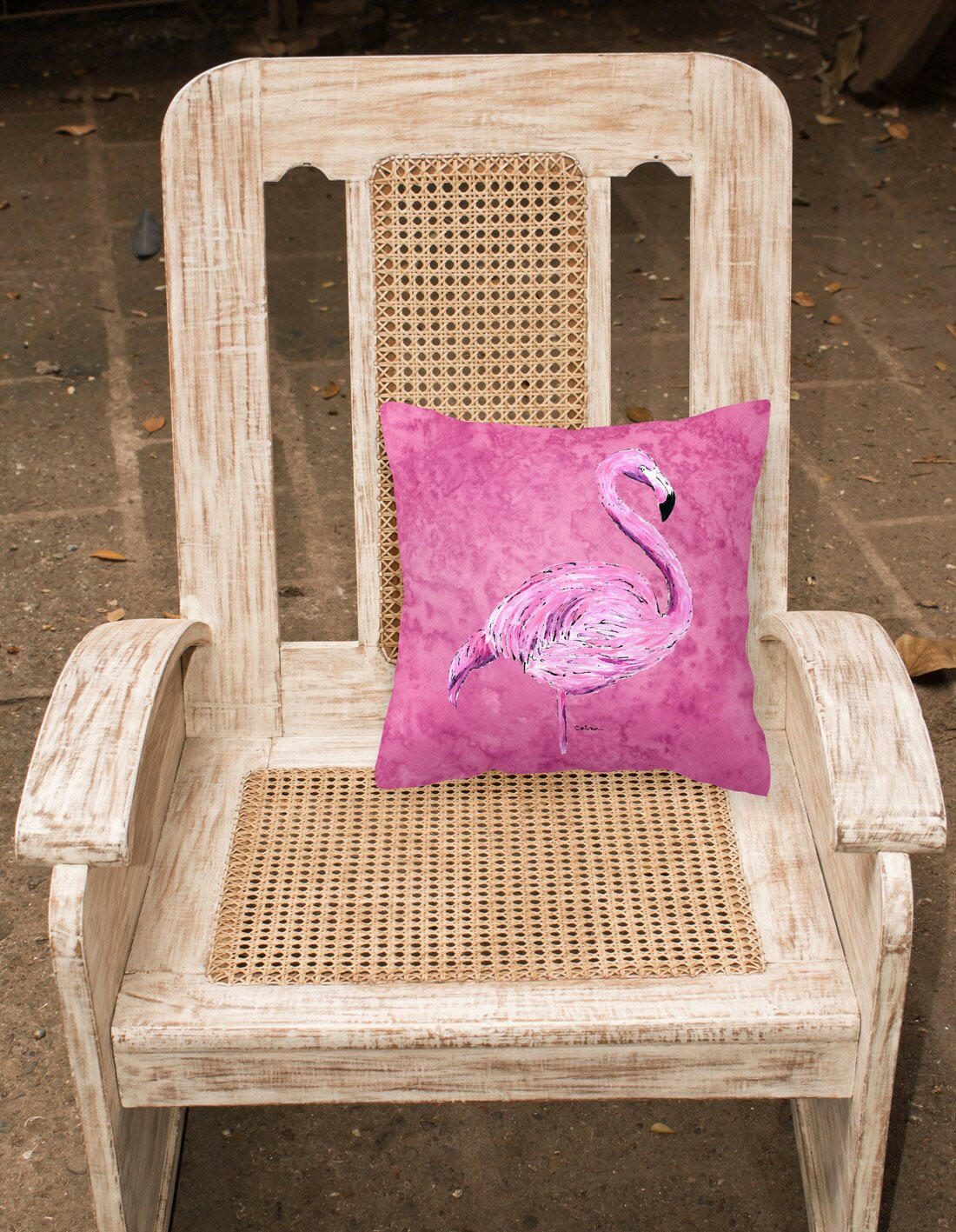 Flamingo on Pink   Canvas Fabric Decorative Pillow - the-store.com