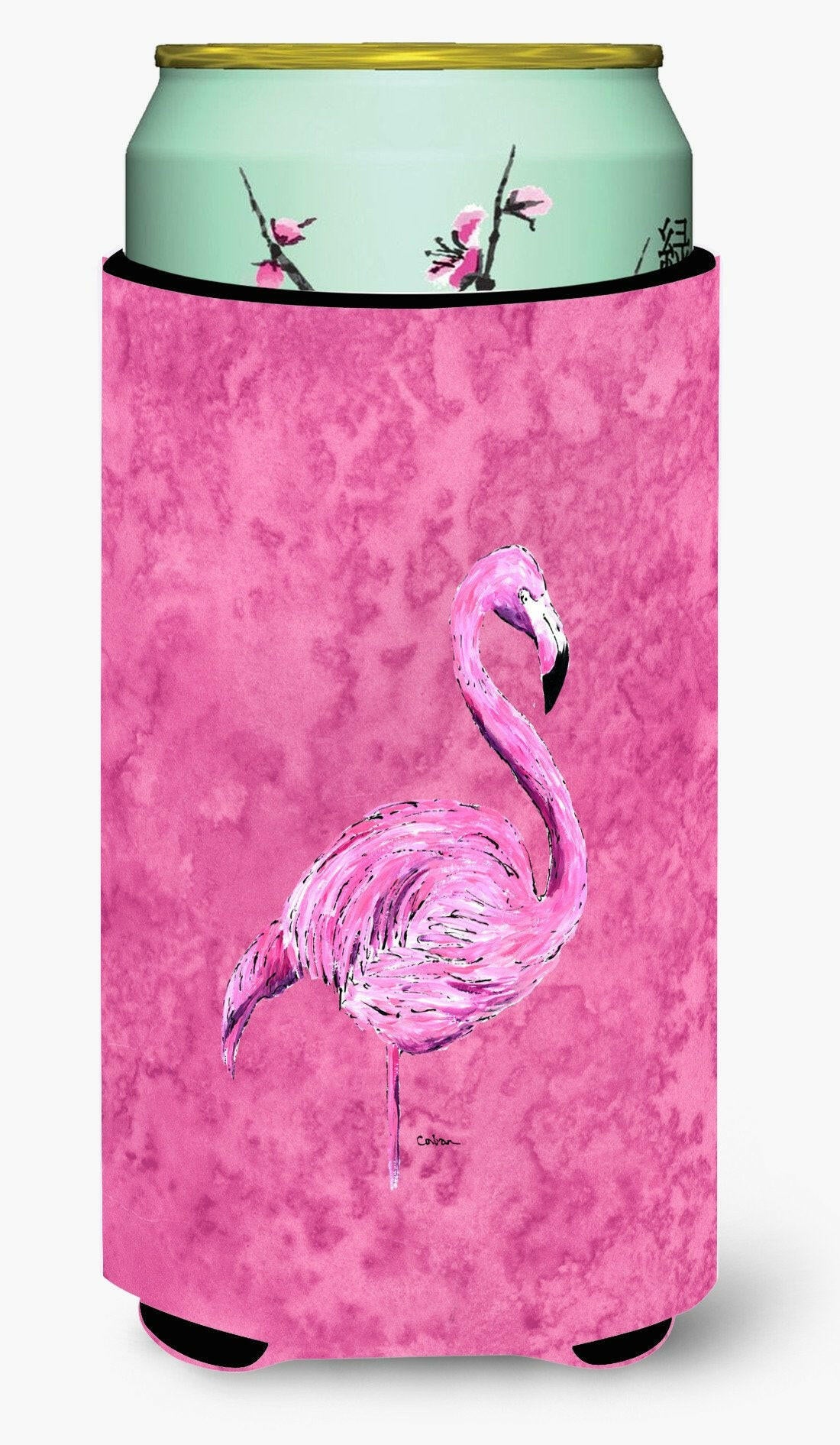 Flamingo on Pink  Tall Boy Beverage Insulator Beverage Insulator Hugger by Caroline&#39;s Treasures