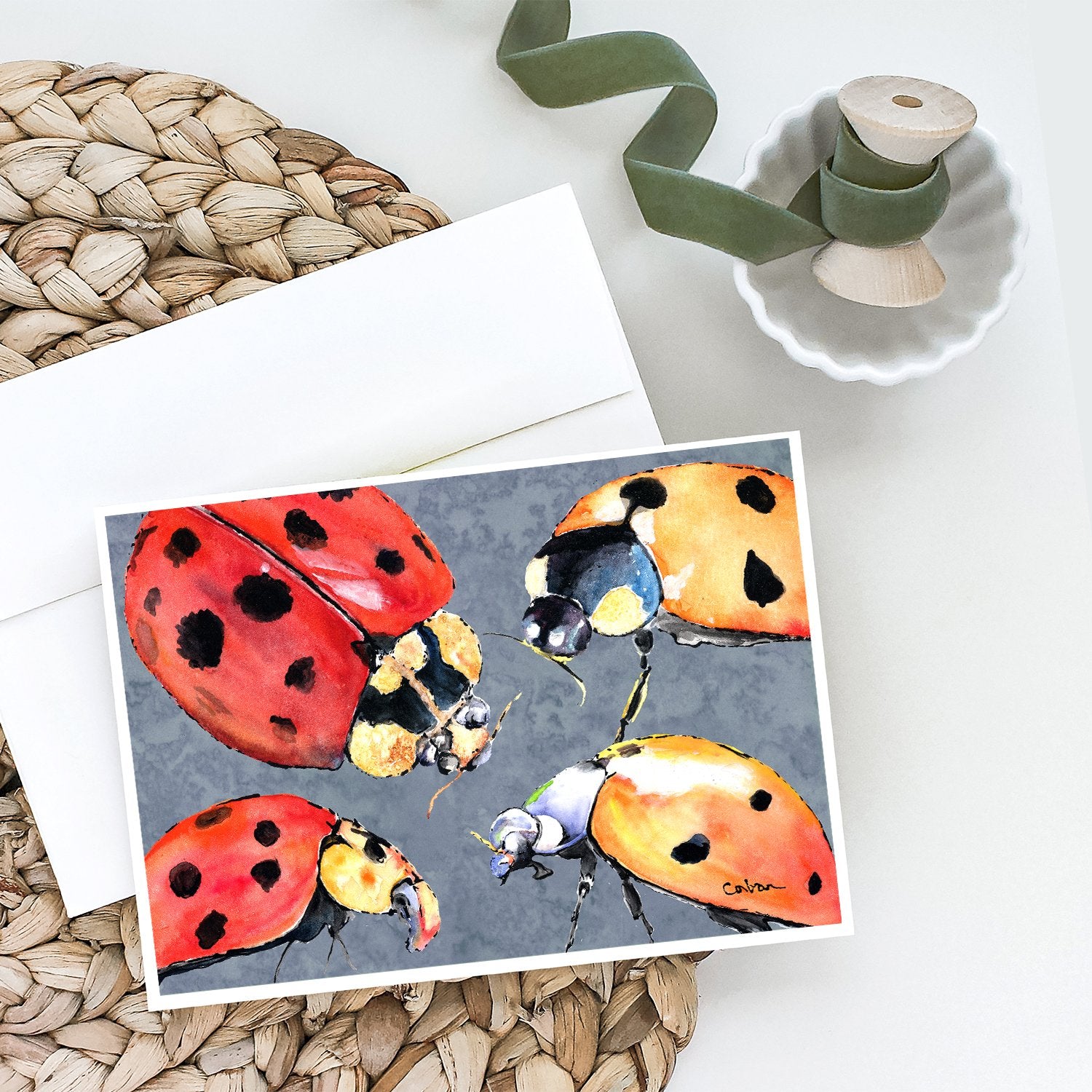 Caroline's Treasures Lady Bug Multiple Greeting Cards - Blank Note Cards – 8-Pack of Artist-Designed Cards with Envelopes