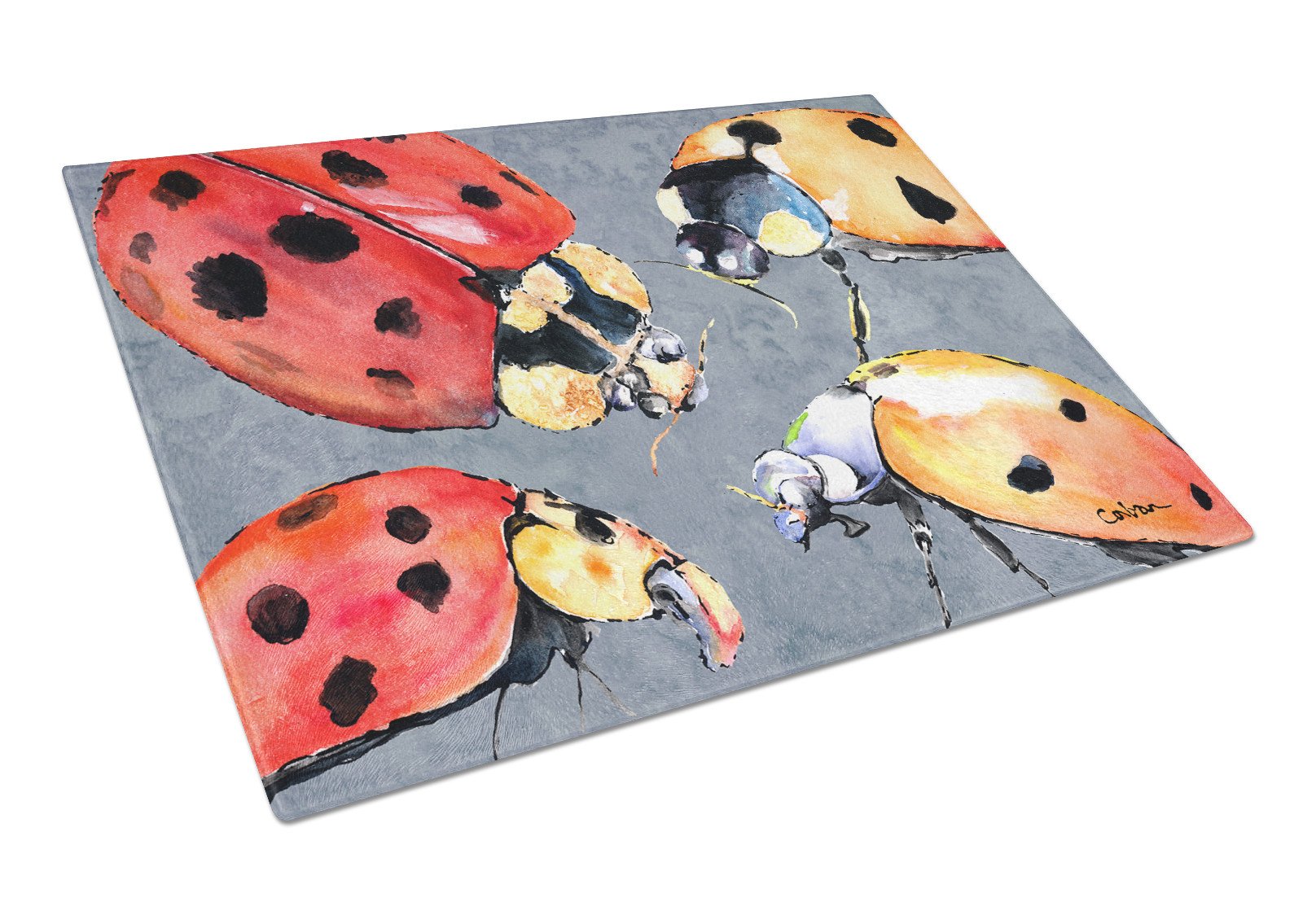 Lady Bug Multiple Glass Cutting Board Large by Caroline's Treasures
