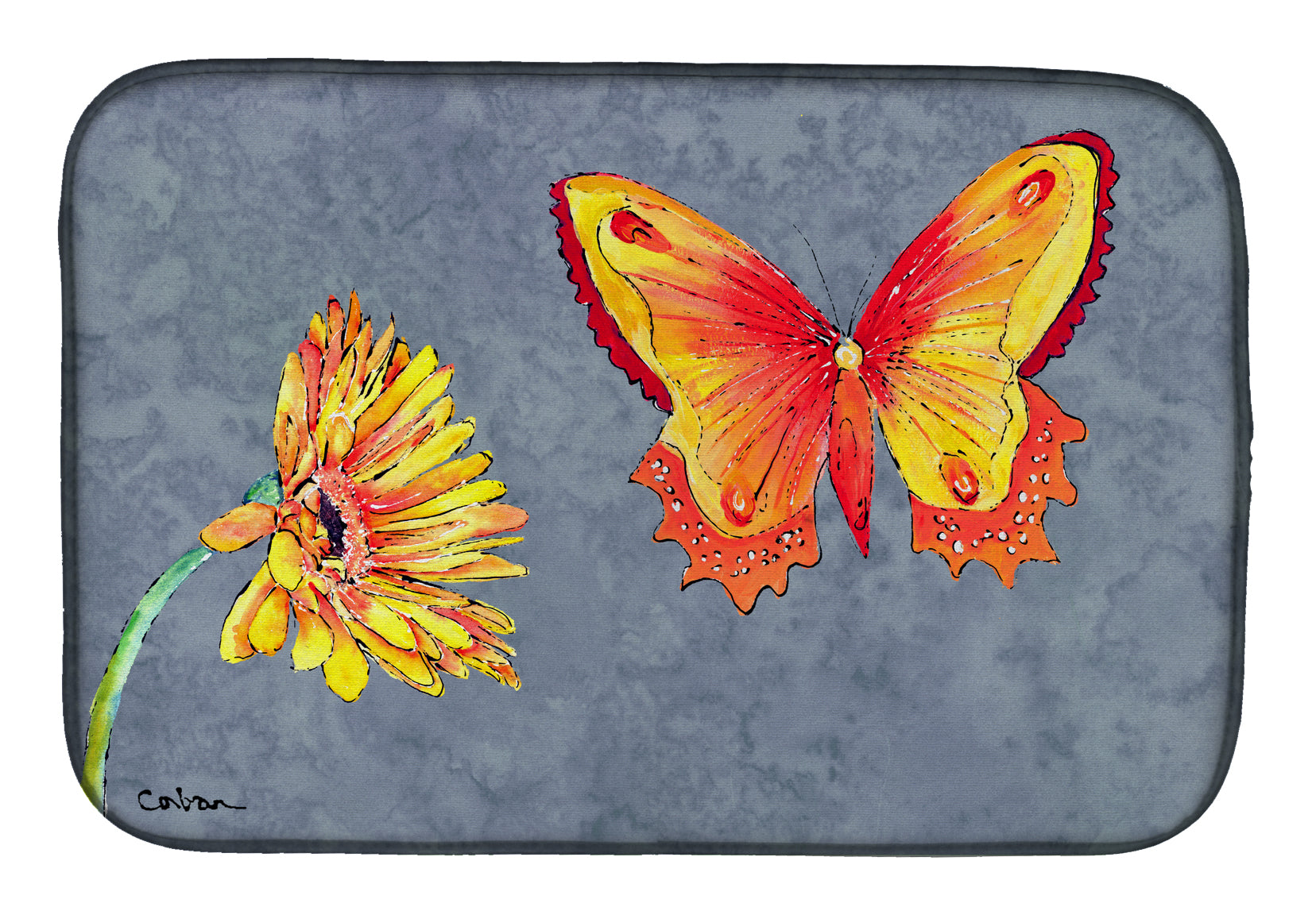 Gerber Daisy and Buttefly Dish Drying Mat 8877DDM  the-store.com.