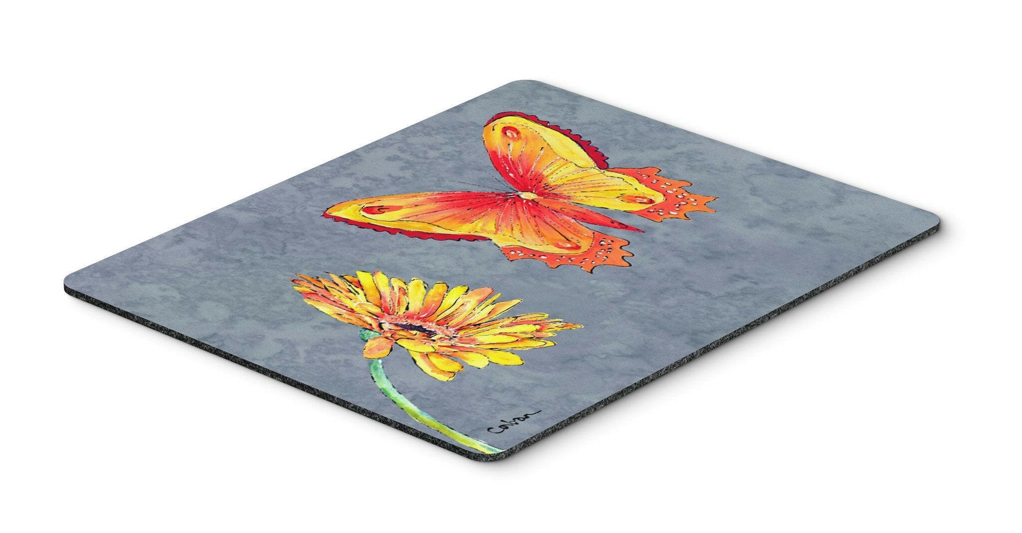 Gerber Daisy and Buttefly Mouse Pad, Hot Pad or Trivet by Caroline's Treasures