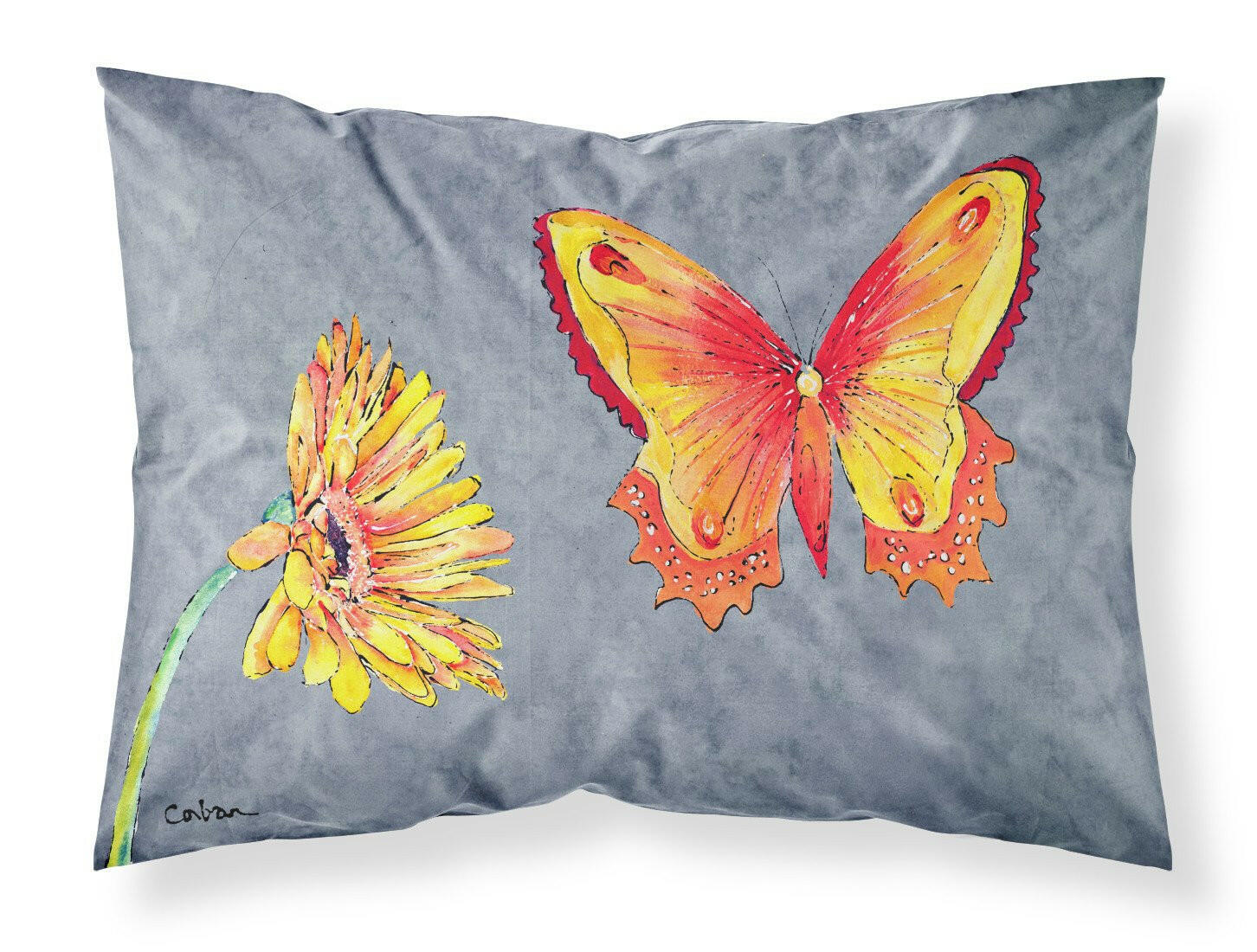 Gerber Daisy and Buttefly Moisture wicking Fabric standard pillowcase by Caroline's Treasures