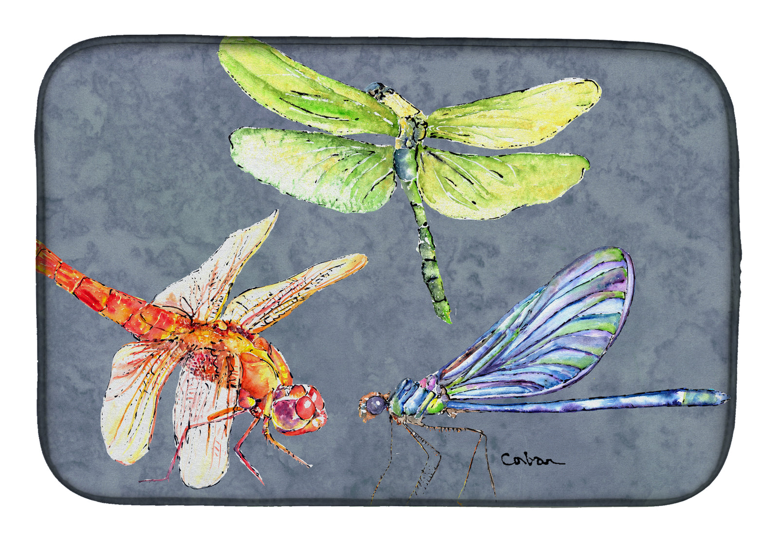 Dragonfly Times Three Dish Drying Mat 8878DDM  the-store.com.