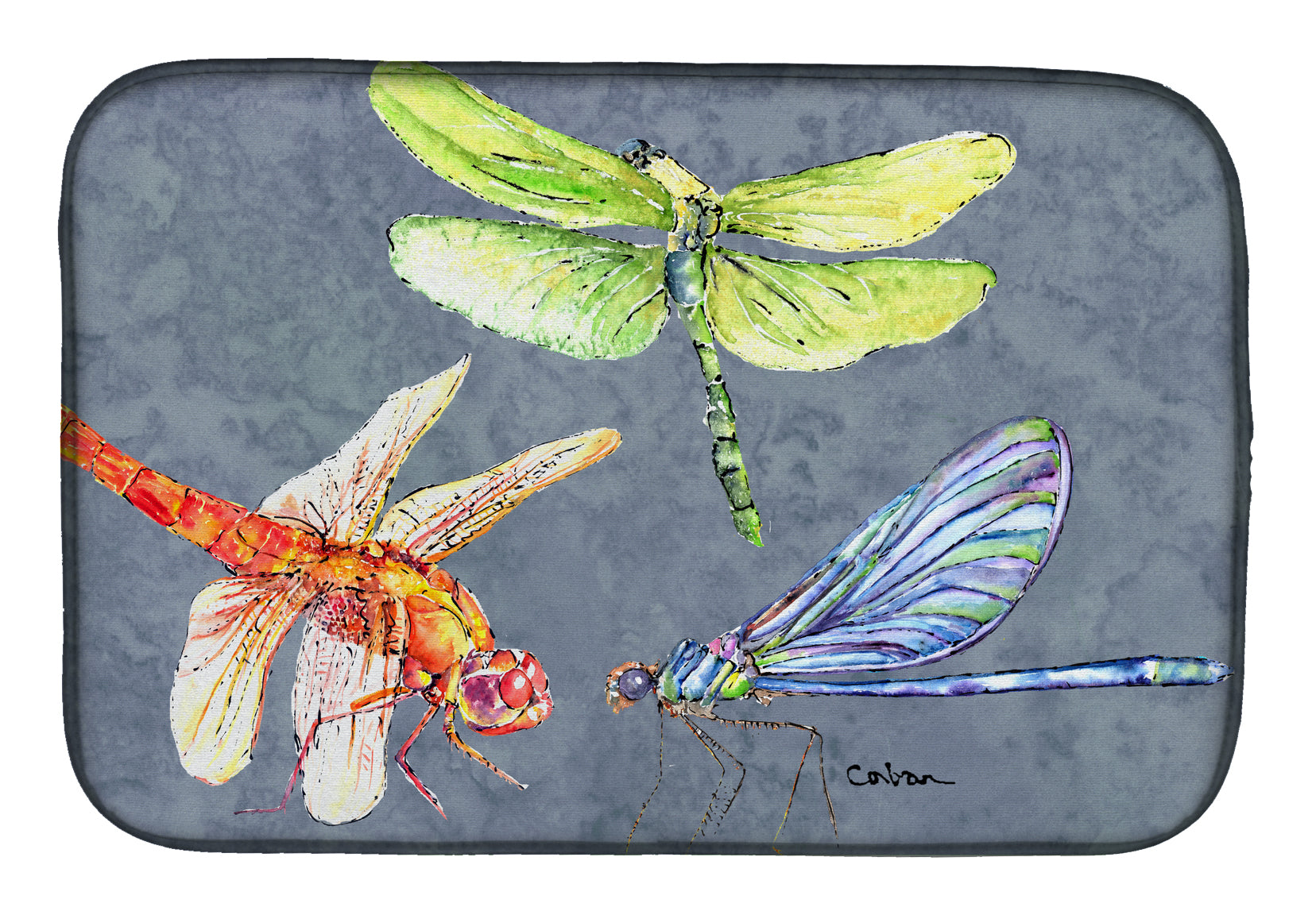 Dragonfly Times Three Dish Drying Mat 8878DDM  the-store.com.