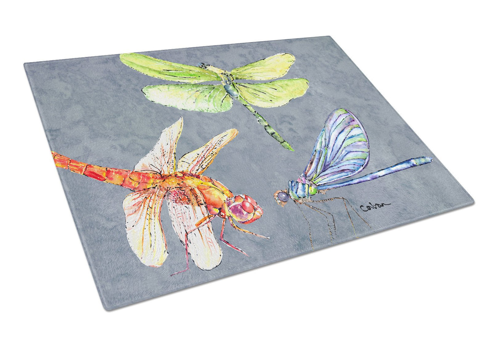 Dragonfly Times Three Glass Cutting Board Large by Caroline's Treasures