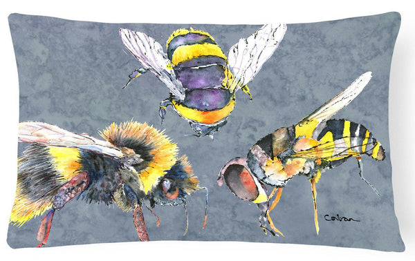 Bee Bees Times Three   Canvas Fabric Decorative Pillow by Caroline's Treasures
