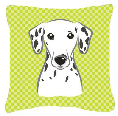 Checkerboard Lime Green Dalmatian Canvas Fabric Decorative Pillow BB1272PW1414 - the-store.com