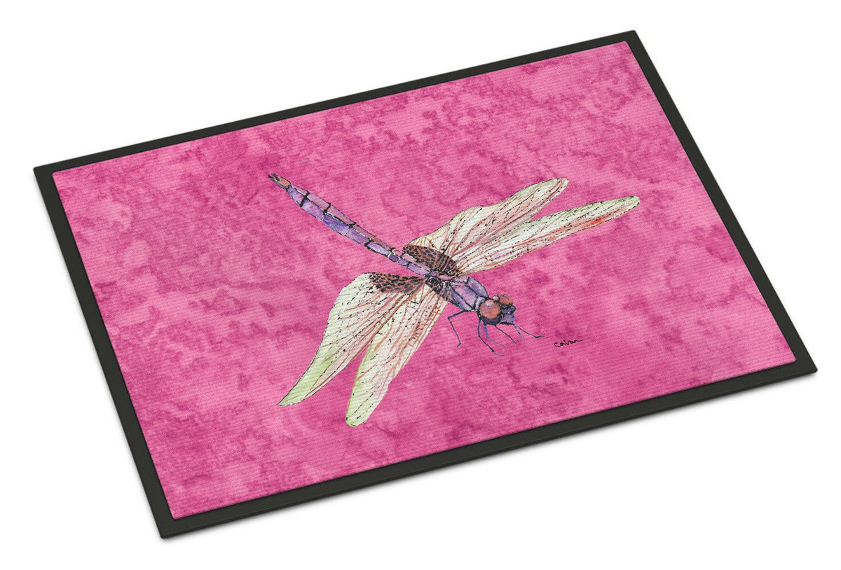 Dragonfly on Pink Indoor or Outdoor Mat 24x36 - the-store.com
