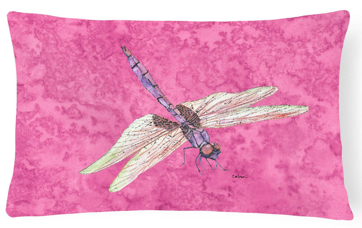 Dragonfly on Pink   Canvas Fabric Decorative Pillow by Caroline&#39;s Treasures