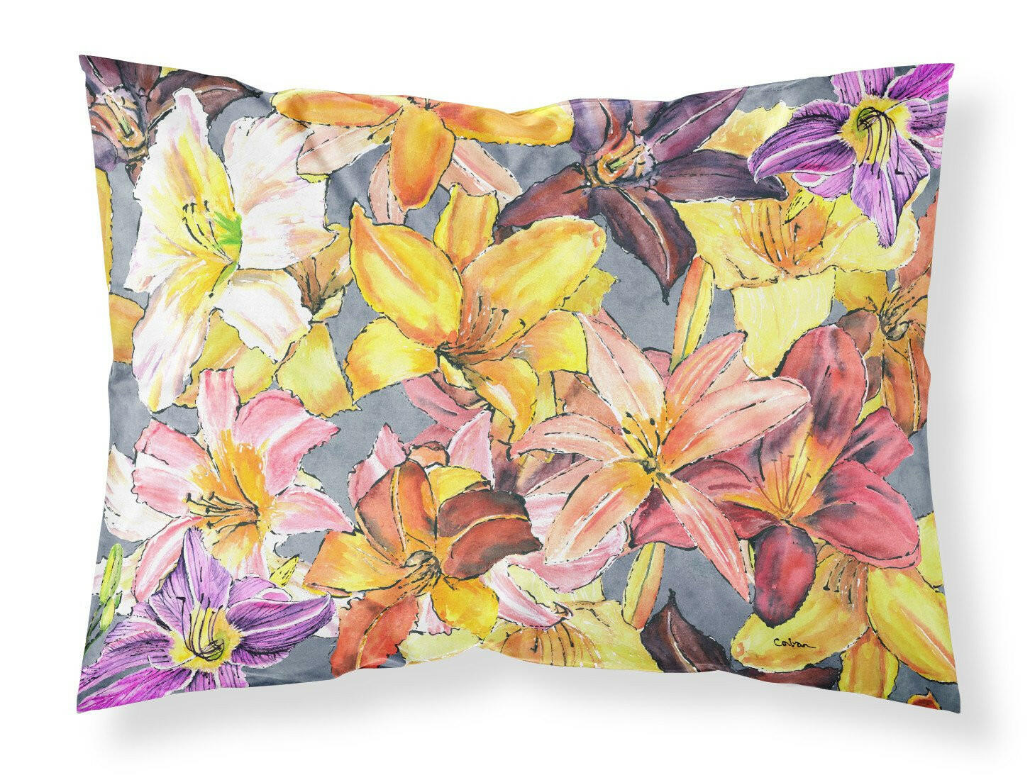 Day Lillies Moisture wicking Fabric standard pillowcase by Caroline's Treasures