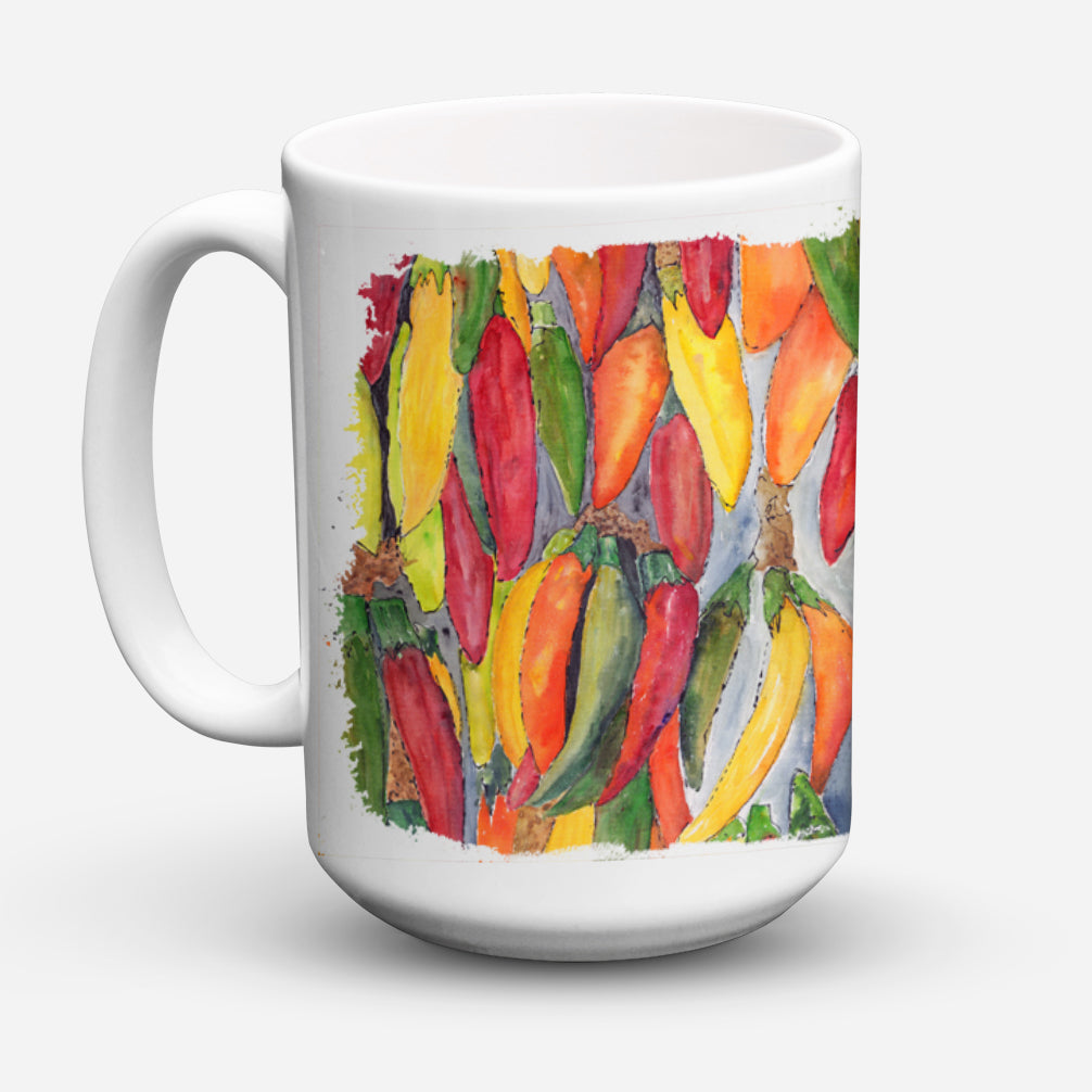 Hot Peppers Dishwasher Safe Microwavable Ceramic Coffee Mug 15 ounce 8893CM15  the-store.com.