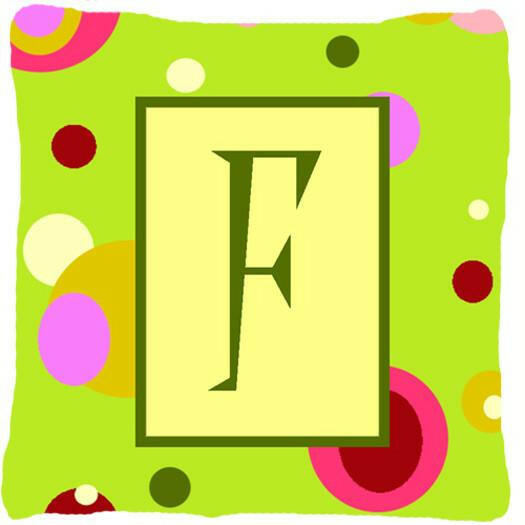 Letter F Initial Monogram - Green Decorative   Canvas Fabric Pillow - the-store.com