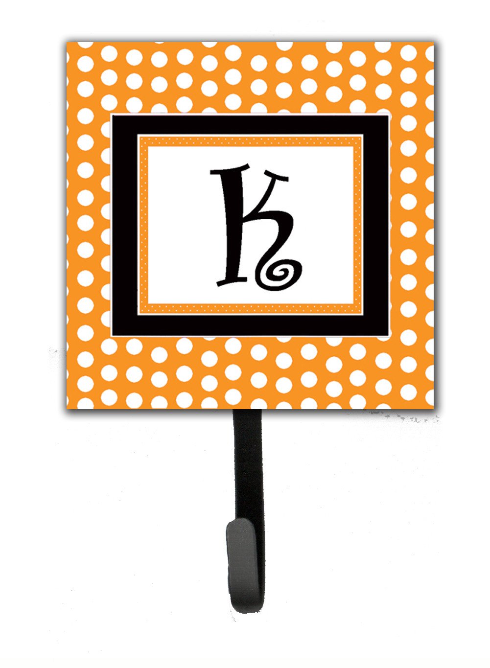 Letter K Initial Monogram - Orange Polkadots Leash Holder or Key Hook by Caroline&#39;s Treasures