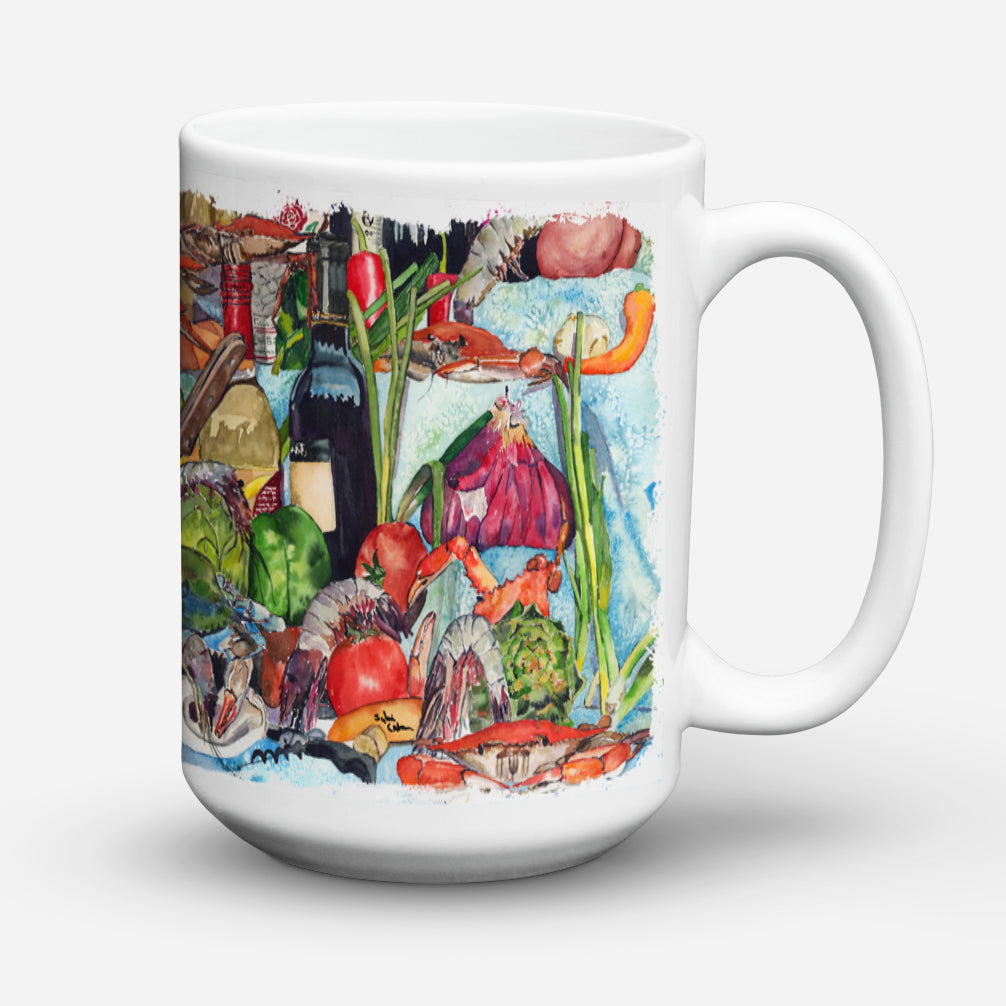 Wine Crab Shrimp and Oysters Dishwasher Safe Microwavable Ceramic Coffee Mug 15 ounce 8915CM15  the-store.com.