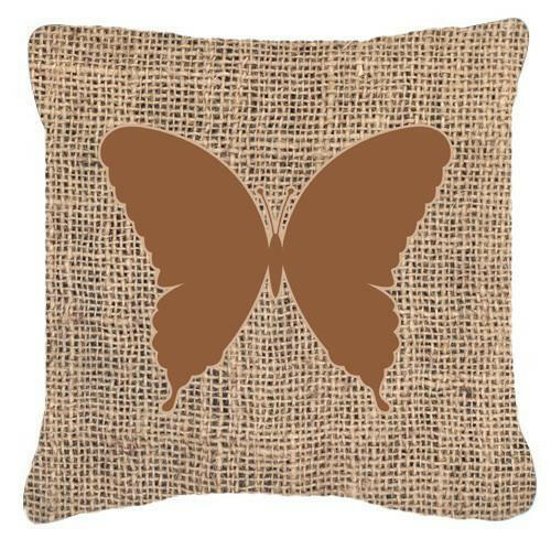 Butterfly Burlap and Brown   Canvas Fabric Decorative Pillow BB1048 - the-store.com