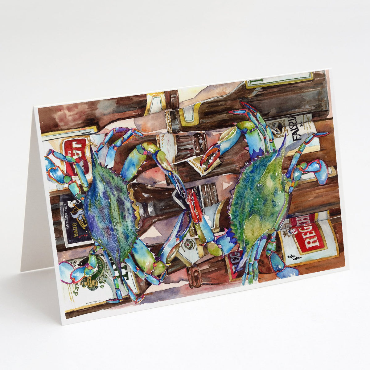 Buy this Blue Crabby New Orleans Beer Bottles Greeting Cards and Envelopes Pack of 8