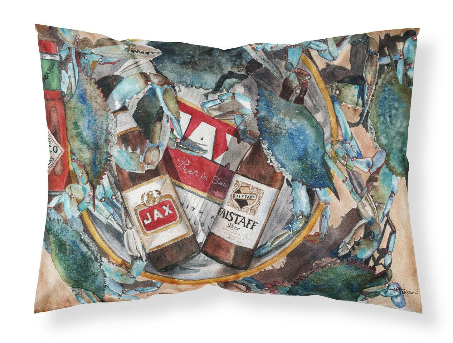 New Orleans Beers and Crabs Fabric Standard Pillowcase 8919PILLOWCASE by Caroline's Treasures