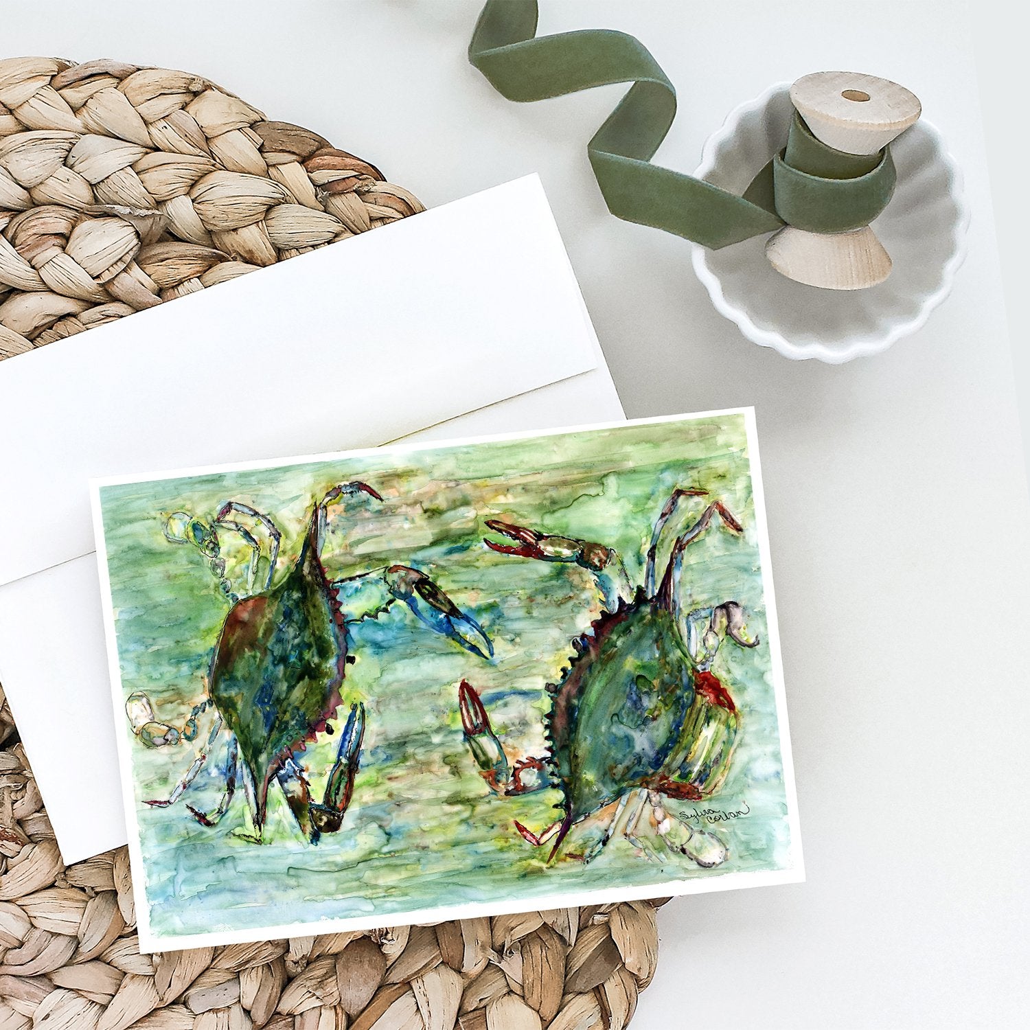 Blue Crab Standoff Greeting Cards and Envelopes Pack of 8 - the-store.com