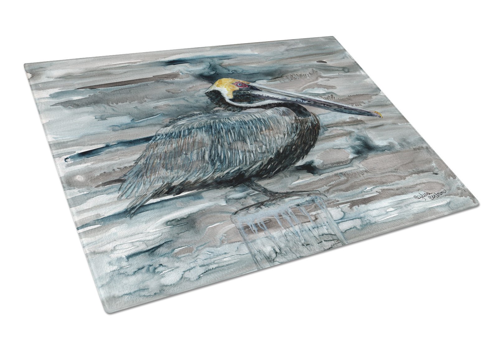 Pelican in Grey Glass Cutting Board Large 8946LCB by Caroline's Treasures