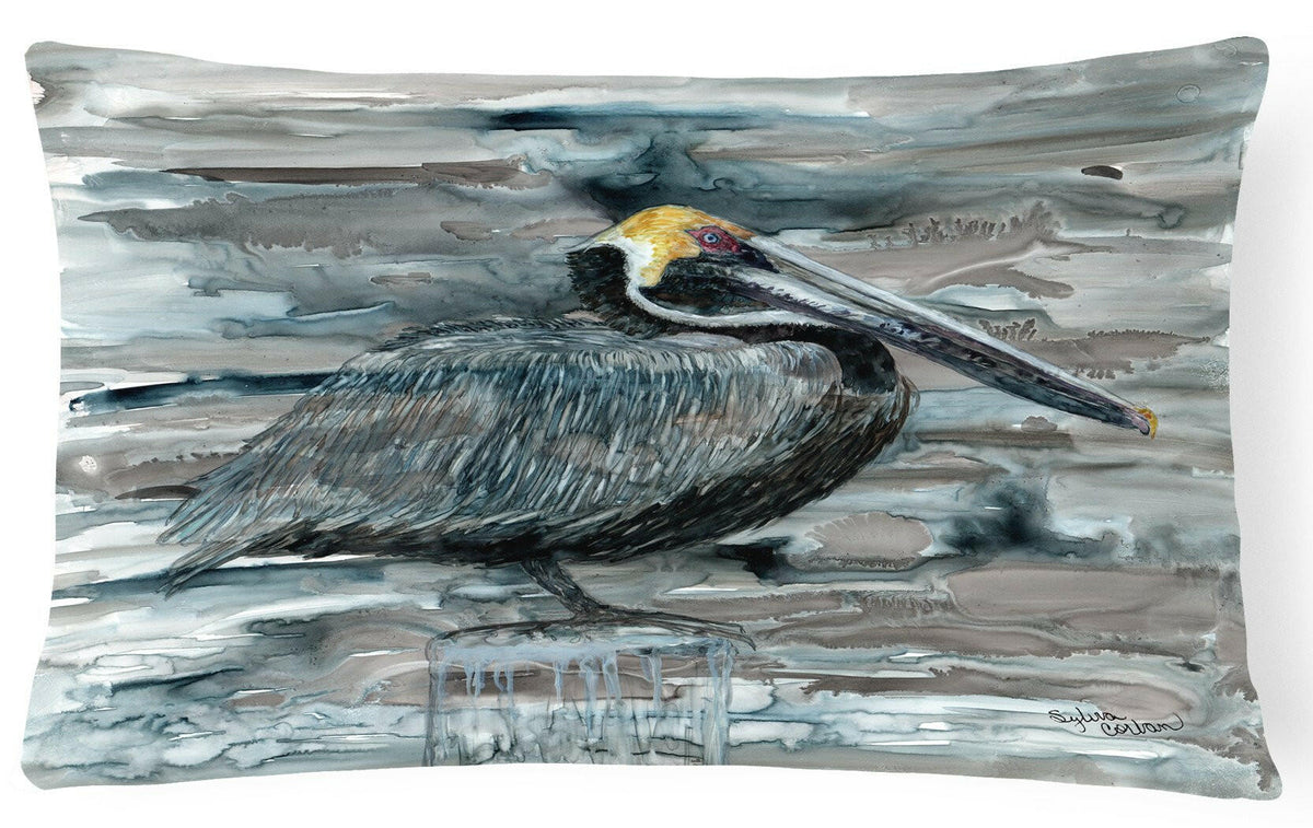 Pelican in Grey Canvas Fabric Decorative Pillow 8946PW1216 by Caroline&#39;s Treasures