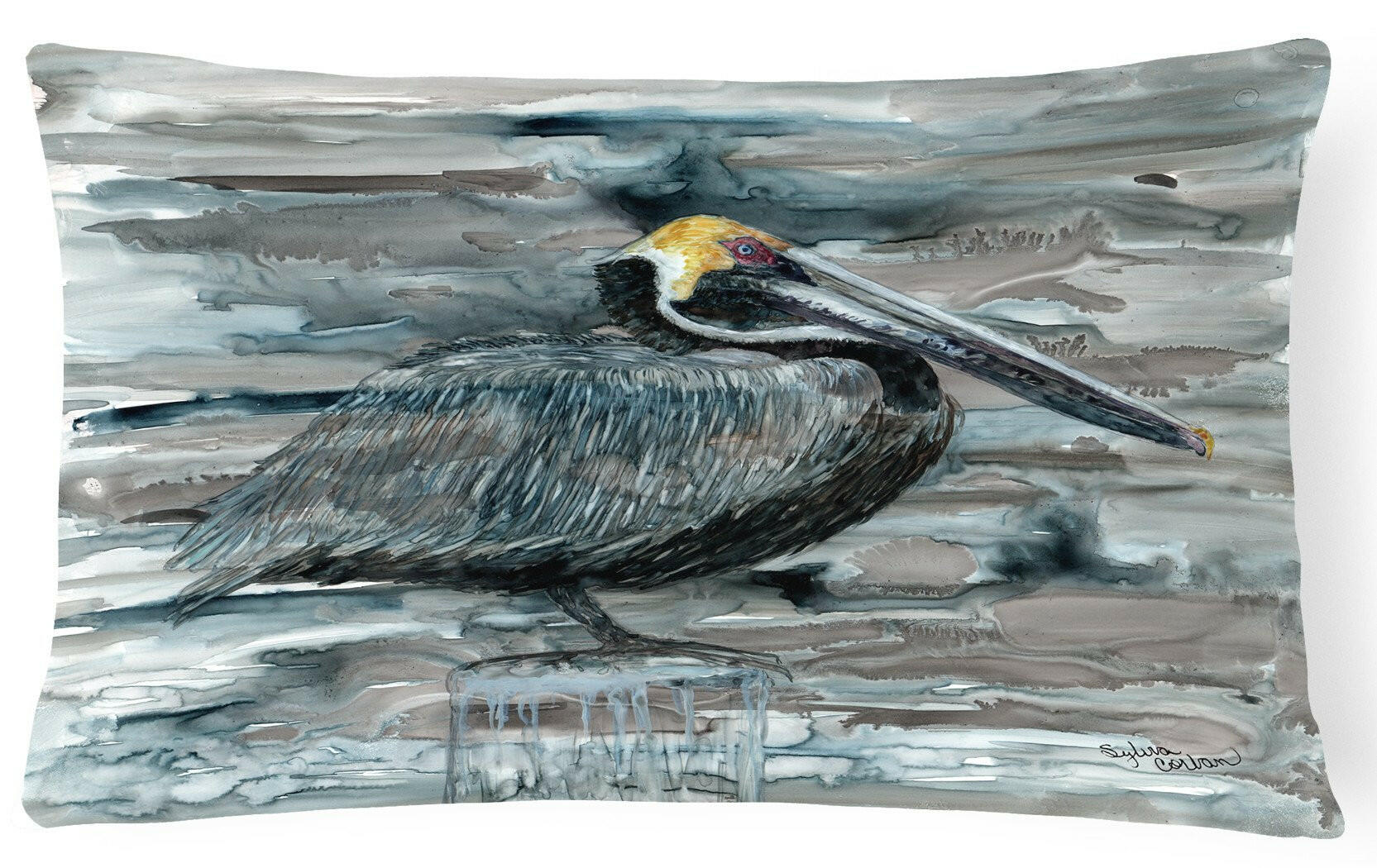 Pelican in Grey Canvas Fabric Decorative Pillow 8946PW1216 by Caroline's Treasures