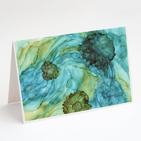 Buy this Abstract in Teal Flowers Greeting Cards and Envelopes Pack of 8