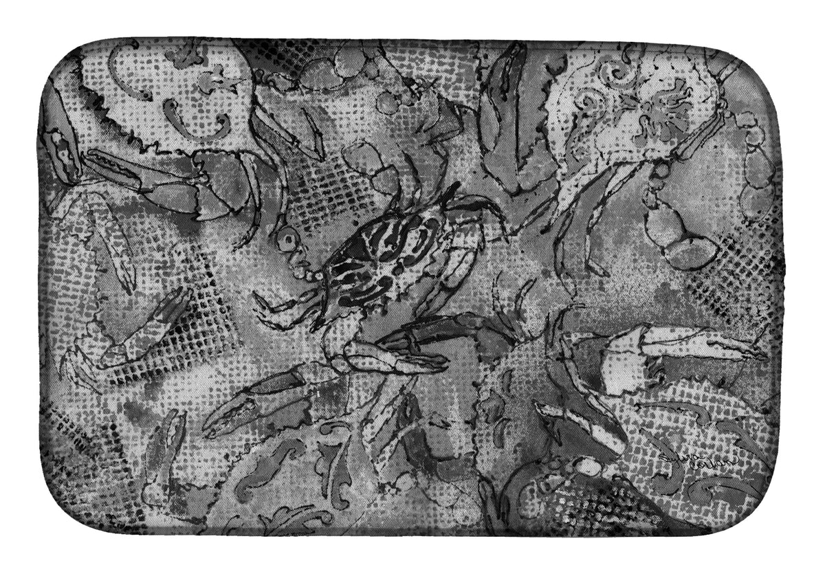 Grey Canvas Abstract Crabs Dish Drying Mat 8953DDM