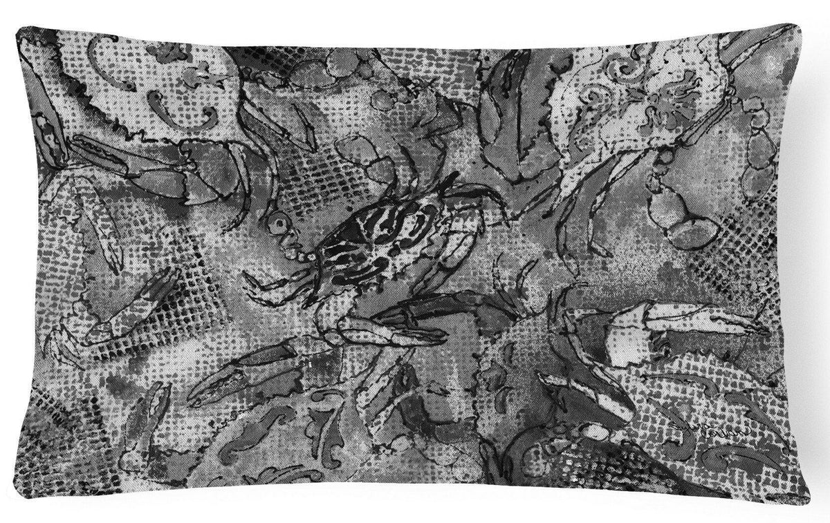 Grey Canvas Abstract Crabs Canvas Fabric Decorative Pillow 8953PW1216 by Caroline&#39;s Treasures