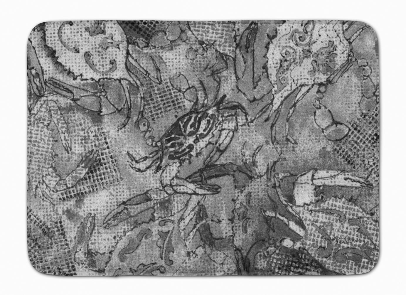Grey Canvas Abstract Crabs Machine Washable Memory Foam Mat 8953RUG - the-store.com