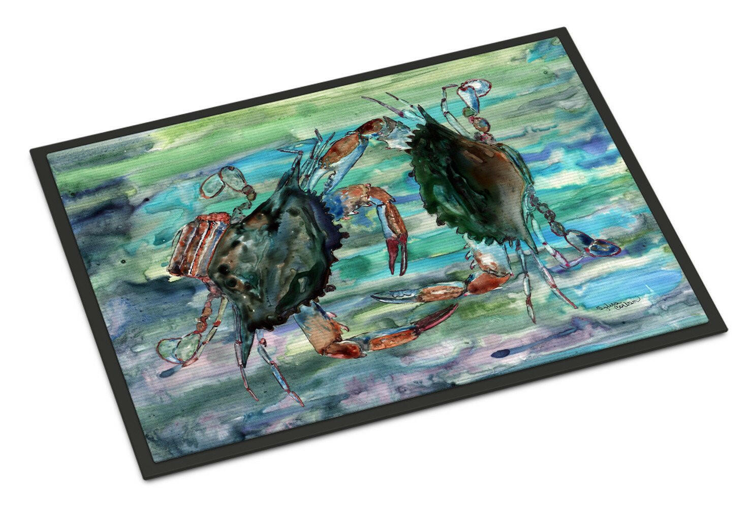 Watery Teal and Purple Crabs Indoor or Outdoor Mat 18x27 8954MAT - the-store.com
