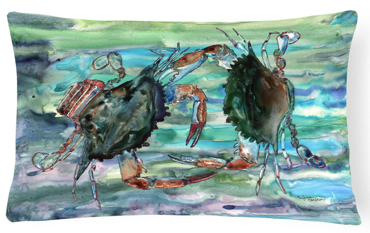 Watery Teal and Purple Crabs Canvas Fabric Decorative Pillow 8954PW1216 by Caroline&#39;s Treasures