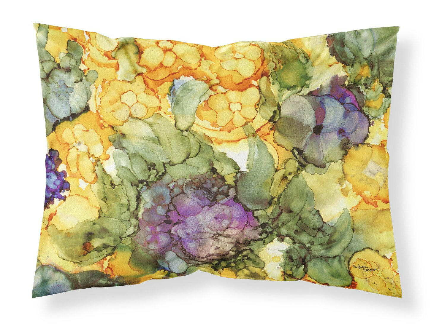 Abstract Flowers Purple and Yellow Fabric Standard Pillowcase 8958PILLOWCASE by Caroline's Treasures