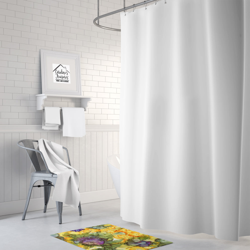 Caroline's Treasures Abstract Flowers Purple and Yellow Machine Washable Memory Foam Mat 8958RUG