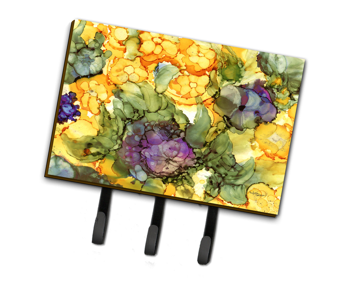 Abstract Flowers Purple and Yellow Leash or Key Holder 8958TH68