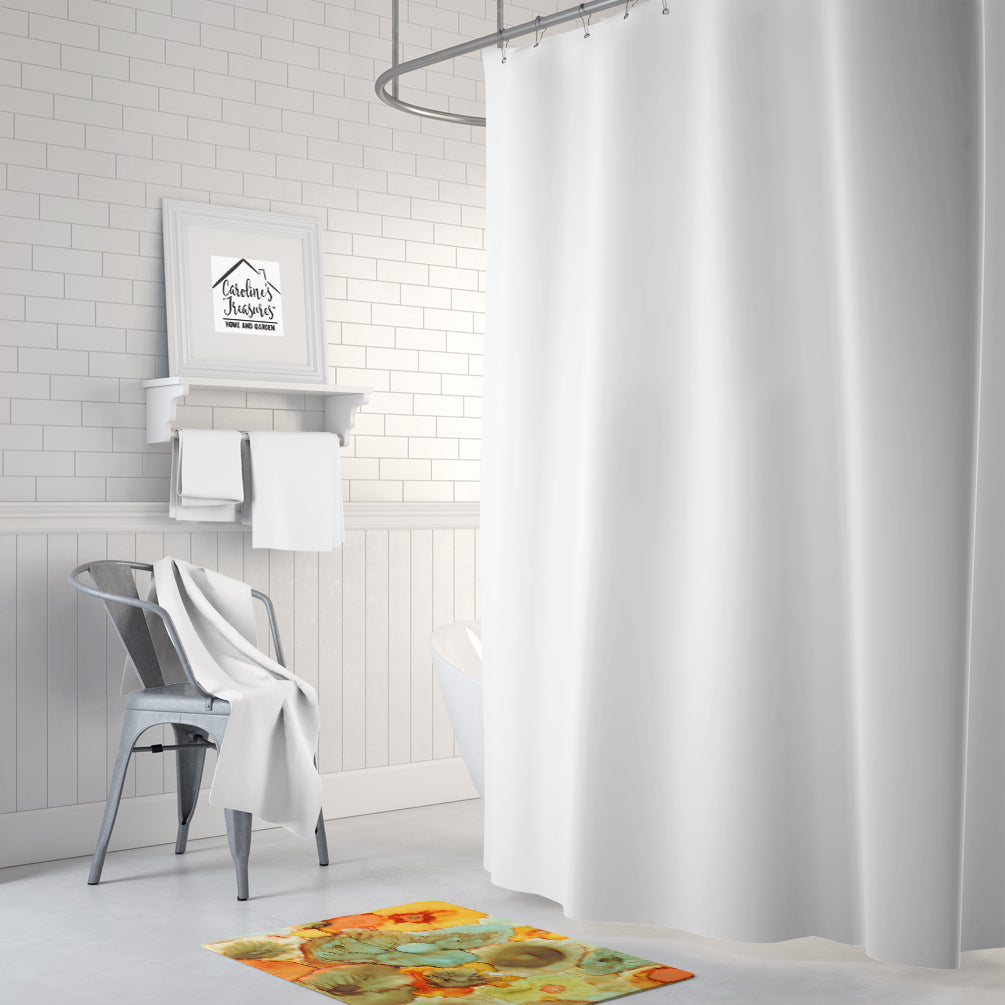 Caroline's Treasures Abstract Flowers Teal and orange Machine Washable Memory Foam Mat 8959RUG