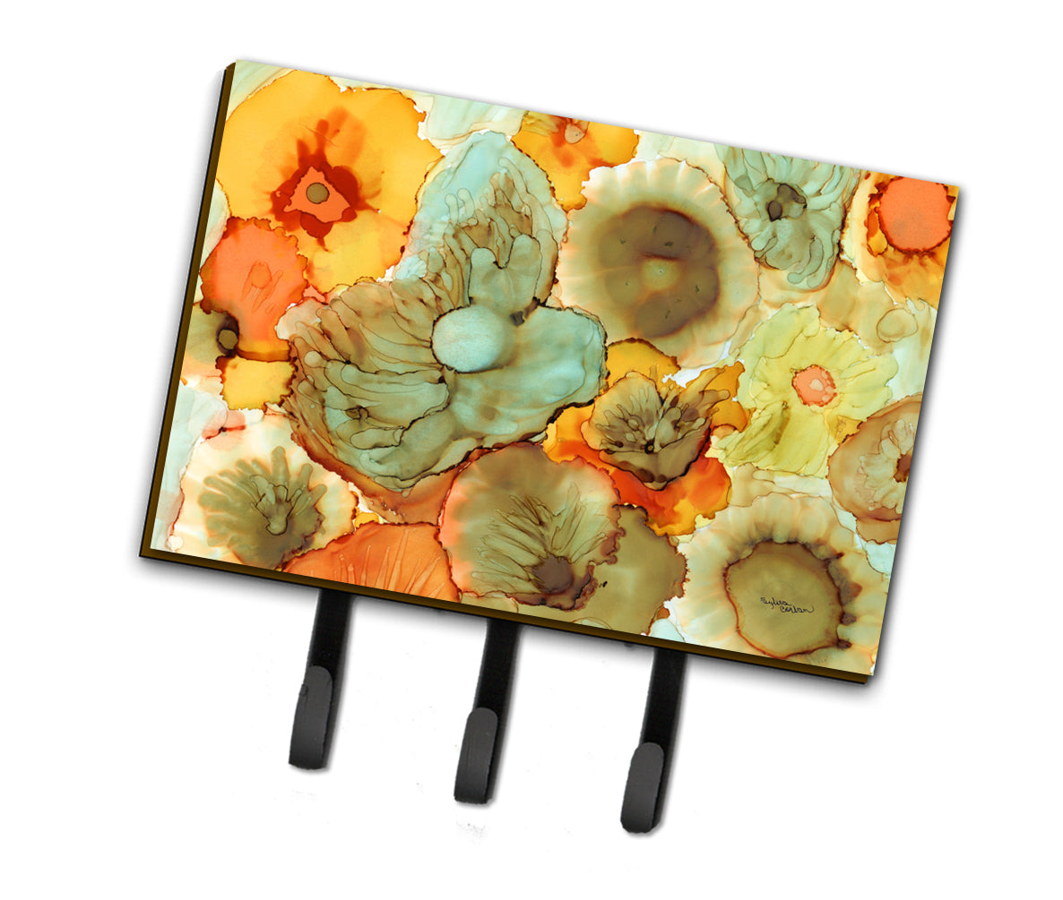 Abstract Flowers Teal and orange Leash or Key Holder 8959TH68