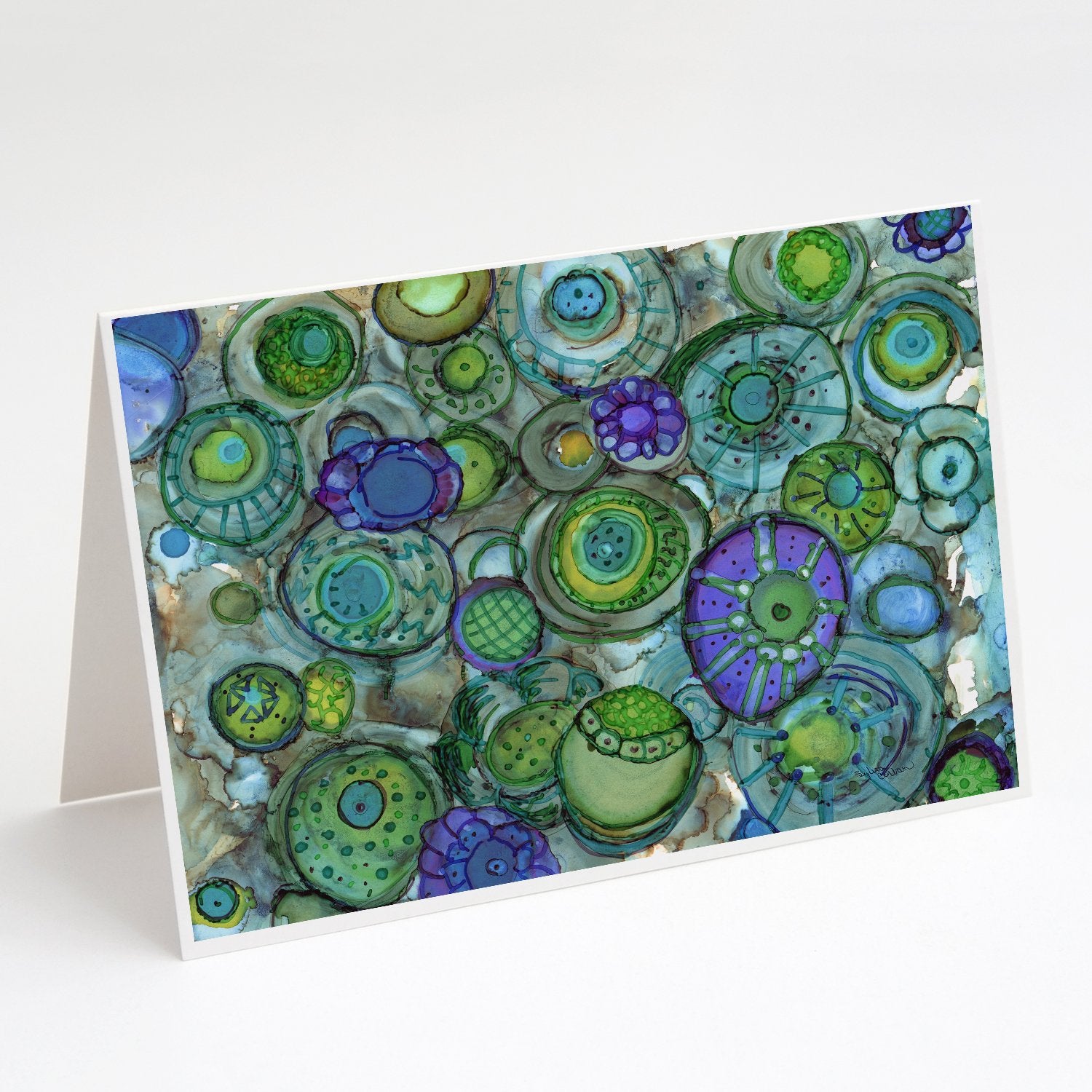 Buy this Abstract in Blues and Greens Greeting Cards and Envelopes Pack of 8