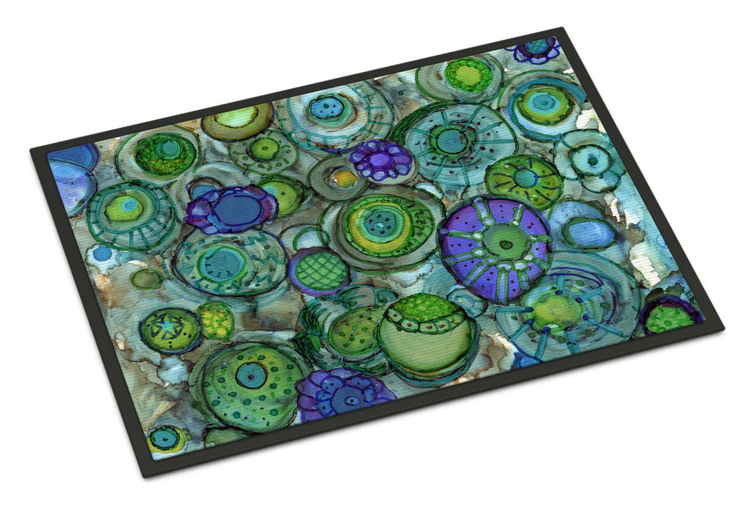 Abstract in Blues and Greens Indoor or Outdoor Mat 24x36 8962JMAT - the-store.com