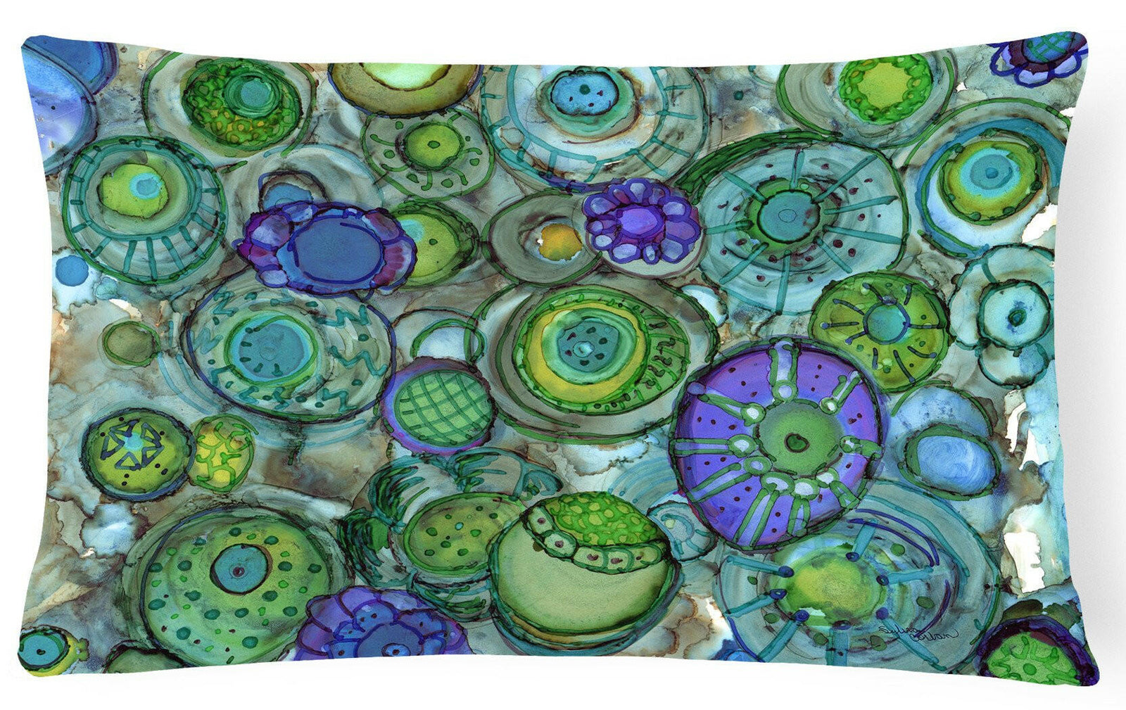 Abstract in Blues and Greens Fabric Decorative Pillow 8962PW1216 by Caroline's Treasures