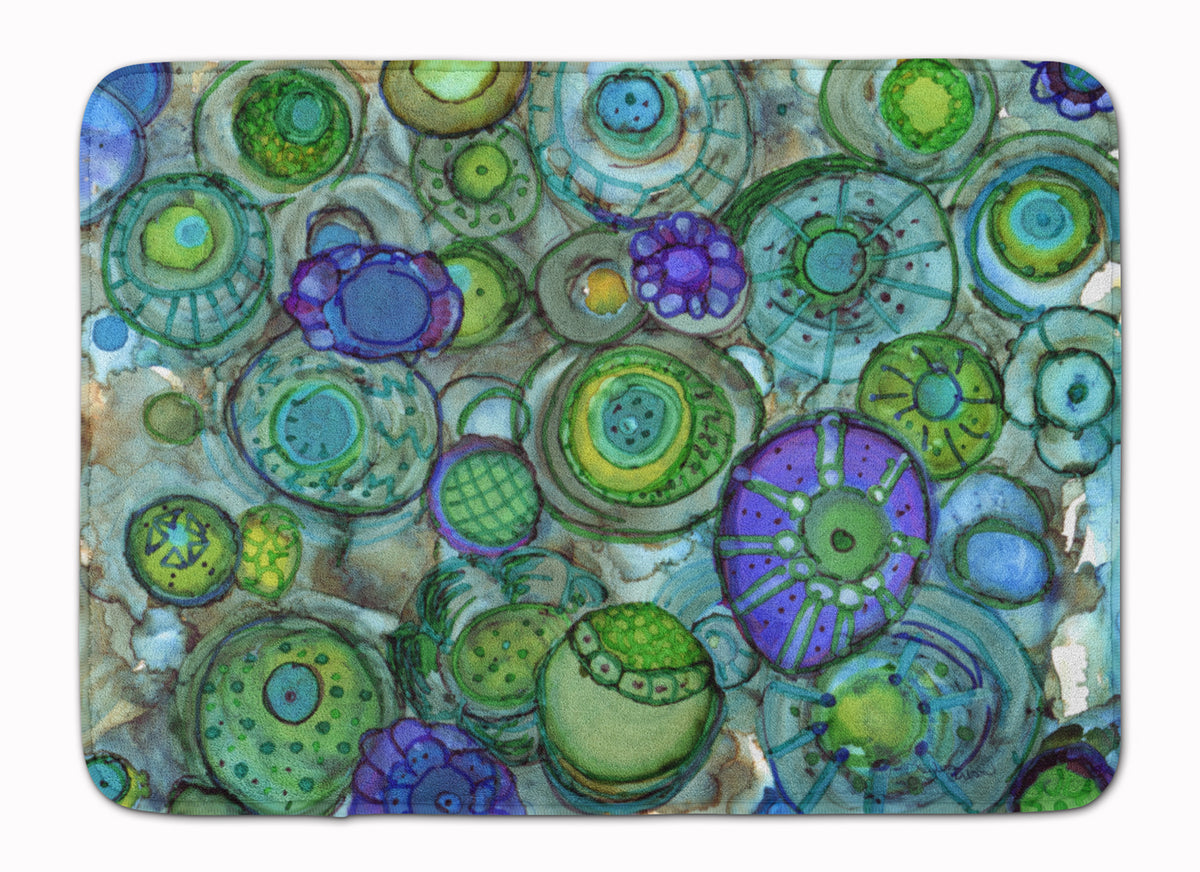 Abstract in Blues and Greens Machine Washable Memory Foam Mat 8962RUG - the-store.com