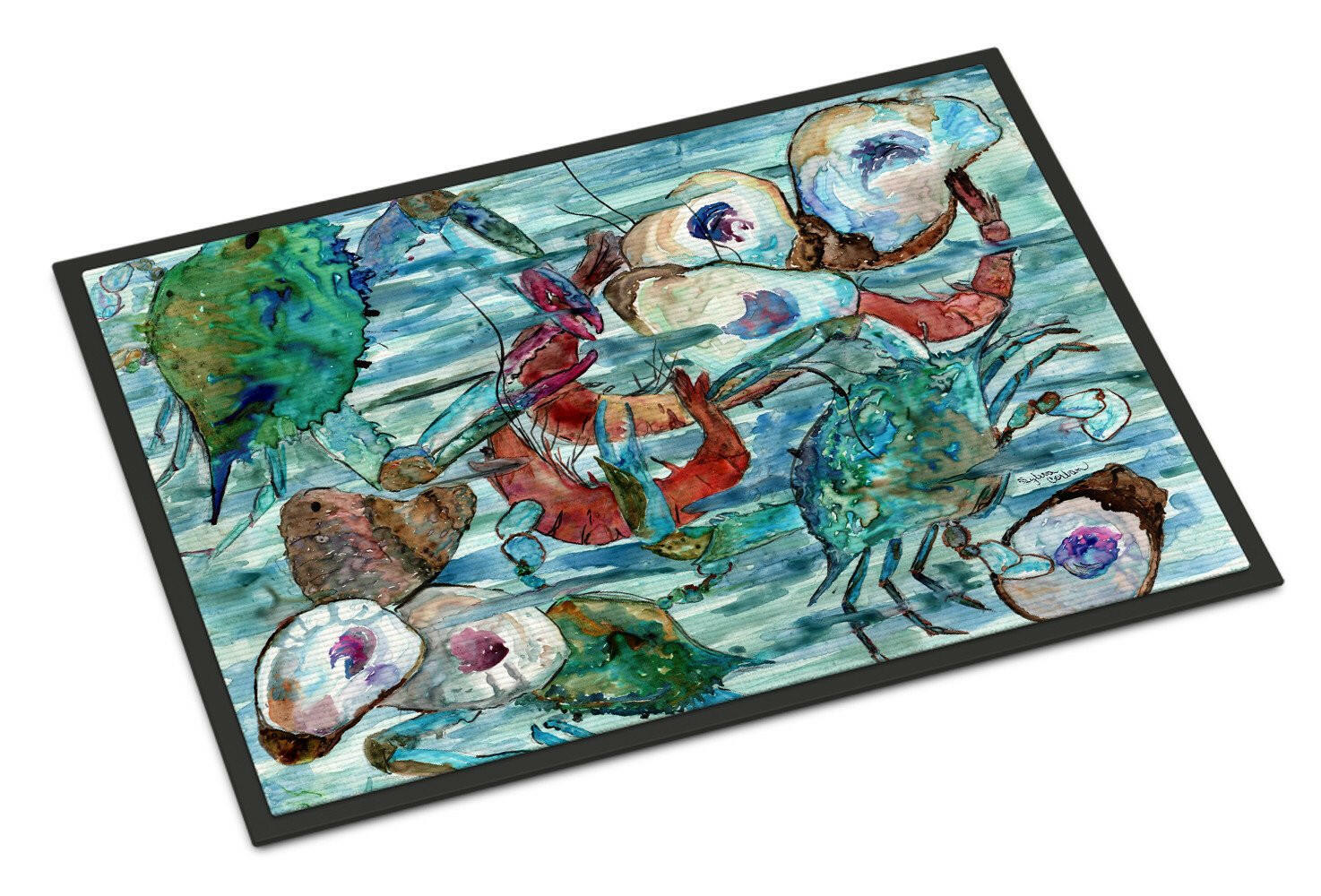 Watery Shrimp, Crabs and Oysters Indoor or Outdoor Mat 24x36 8964JMAT - the-store.com