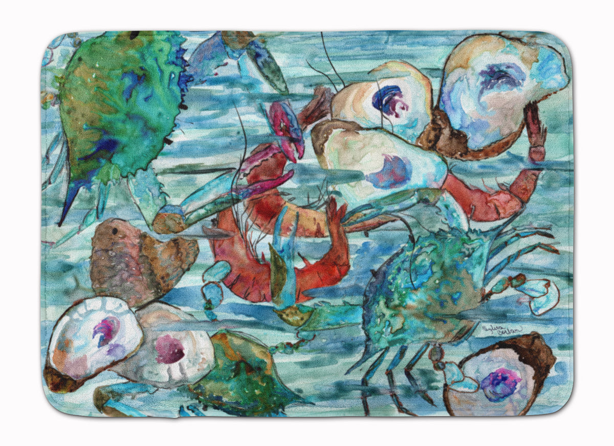 Watery Shrimp, Crabs and Oysters Machine Washable Memory Foam Mat 8964RUG - the-store.com
