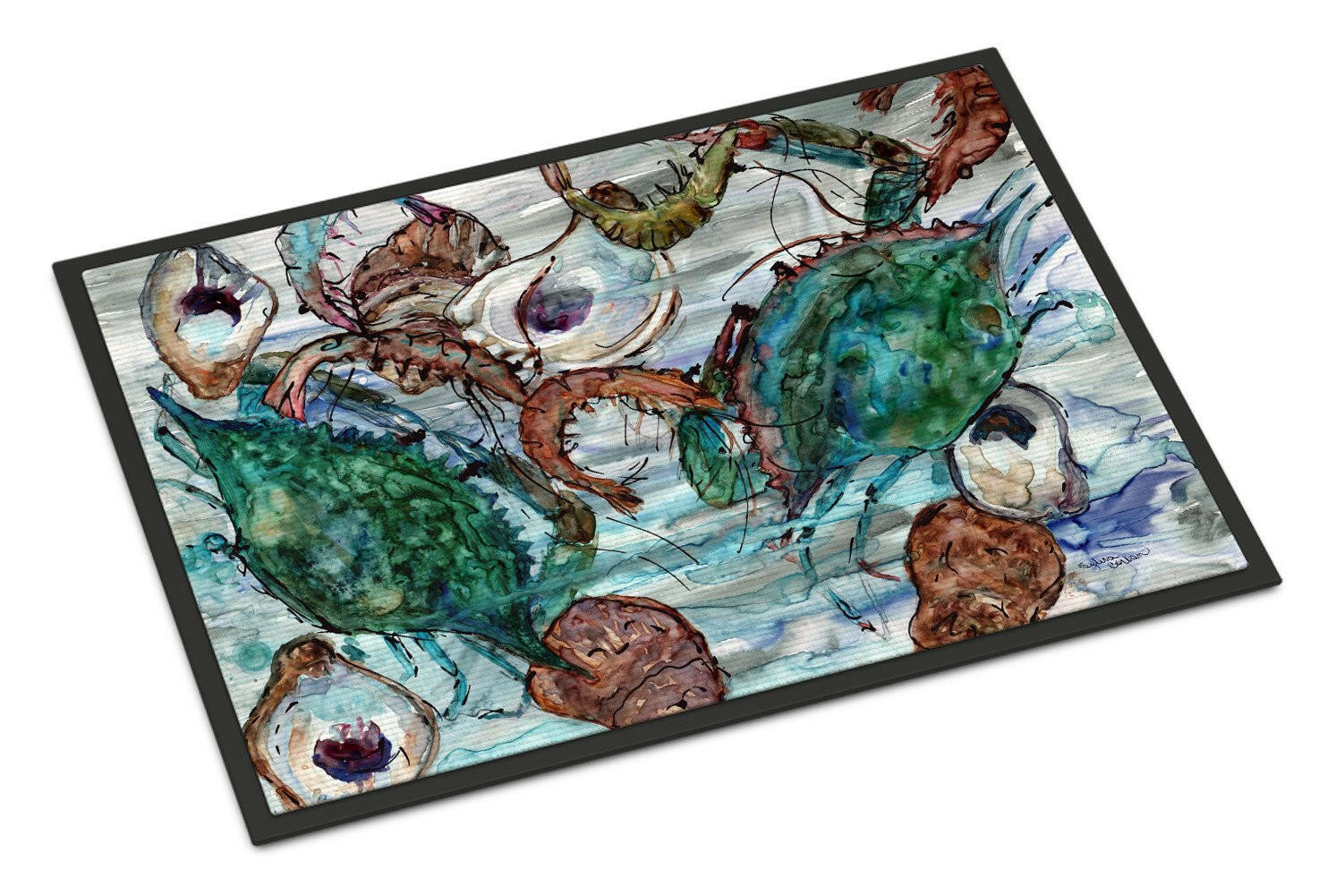 Shrimp, Crabs and Oysters in water Indoor or Outdoor Mat 24x36 8965JMAT - the-store.com