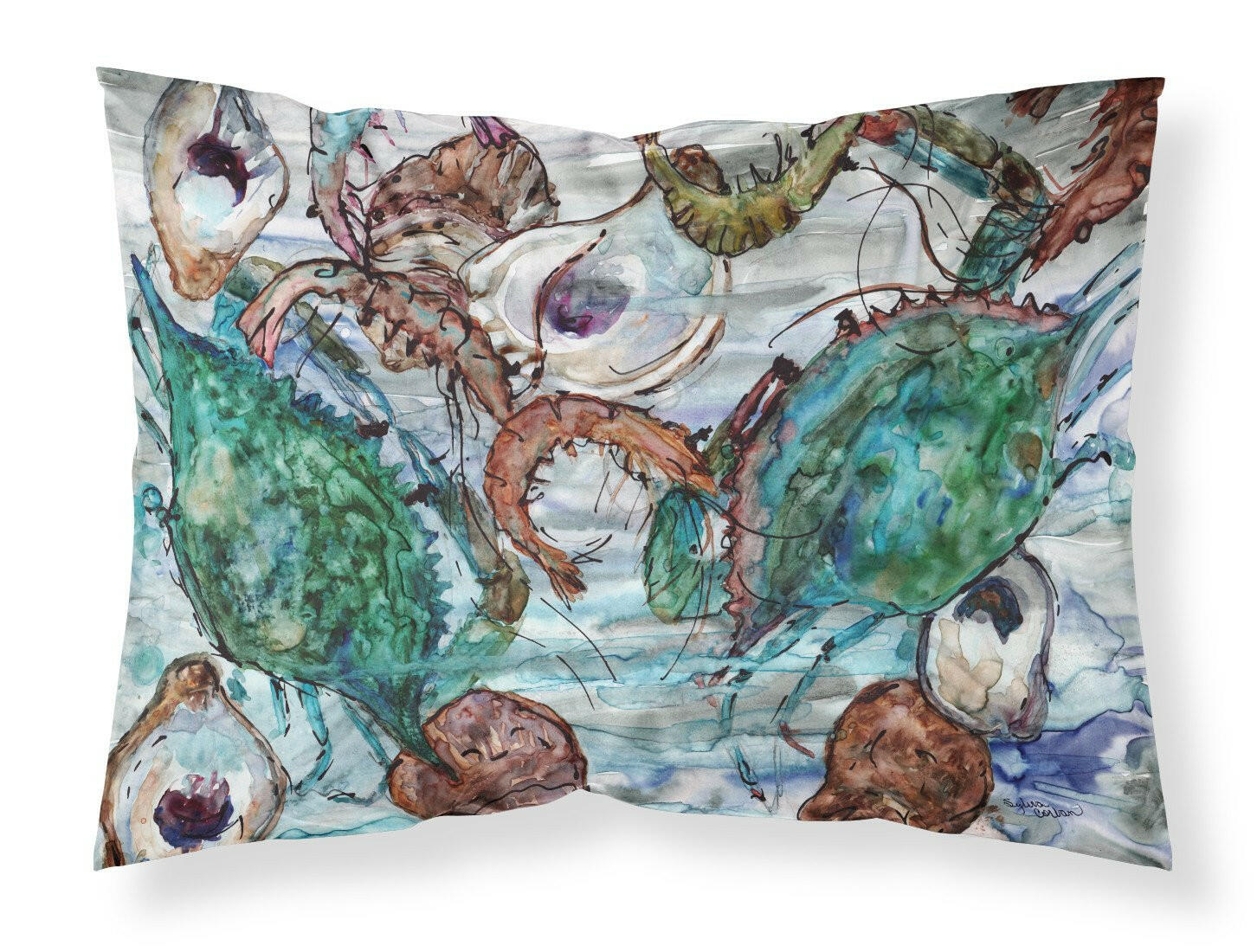 Shrimp, Crabs and Oysters in water Fabric Standard Pillowcase 8965PILLOWCASE by Caroline's Treasures