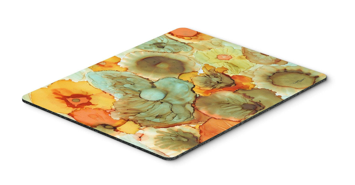 Abstract Flowers Teal and Orange Mouse Pad, Hot Pad or Trivet 8969MP by Caroline&#39;s Treasures